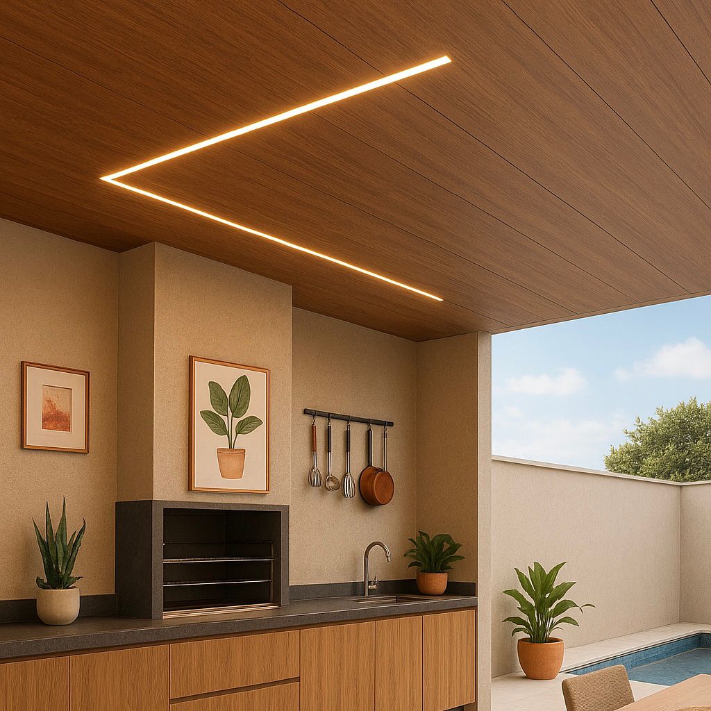 Forro laminado com luminária embutida